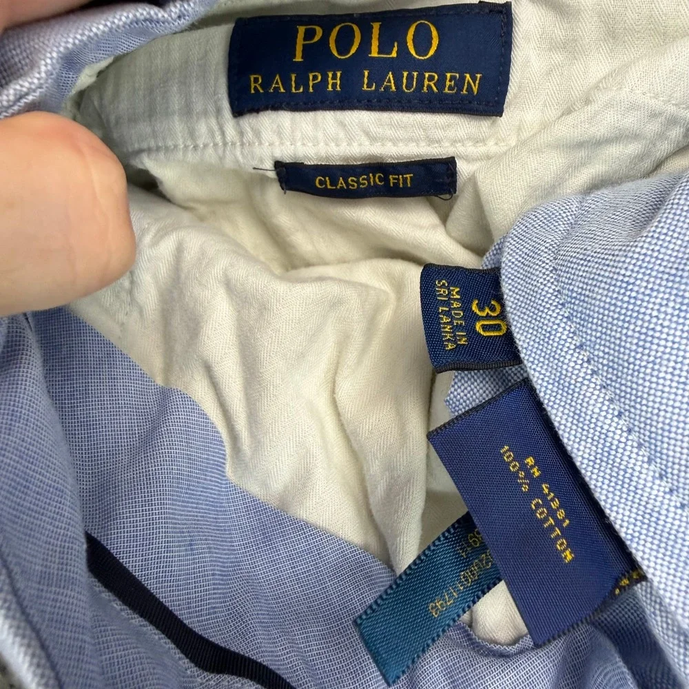 Polo Ralph Lauren Mens 30 Light Blue Classic Fit Oxford Cotton Chino Shorts